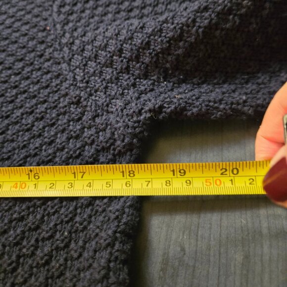 Cotton Knit Cardigan in Navy and Red Medium - Picture 6 of 7